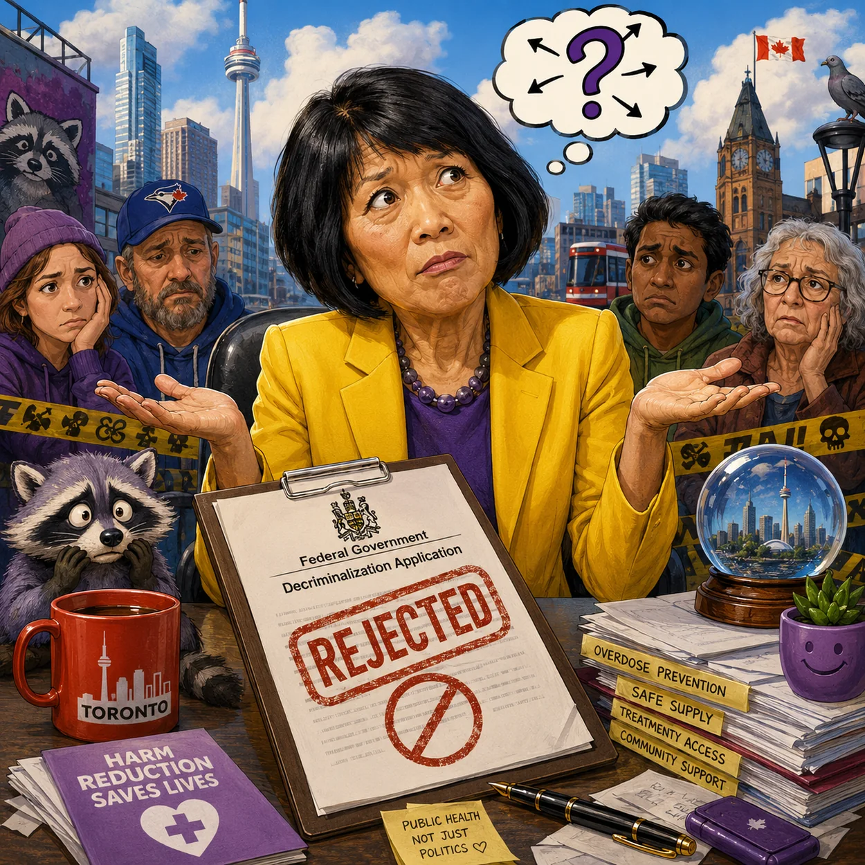 Satirical editorial illustration related to Public safety & health.